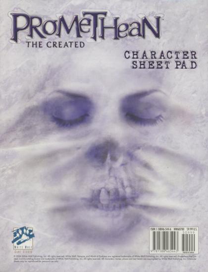 World of Darkness: Promethean the Created - Character Sheet Pad