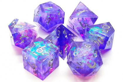 Sharp Edged: Sapphire Burst - Old School 7-Piece D&D RPG Dice Set