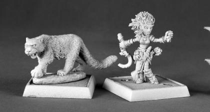 Lini, Iconic Druid & Droogami, Reaper Miniatures: Pathfinder Miniatures