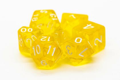 Translucent Yellow: Old School Dice & Accessories - 7 Piece DnD RPG Dice