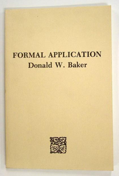 Formal Application, Selected Poems, 1960 - 1980